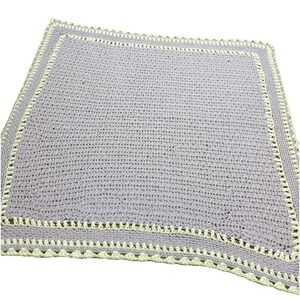 Handmade Crochet Baby Blanket Lavender Ivory Trim Handmade Soft Sweet Baby